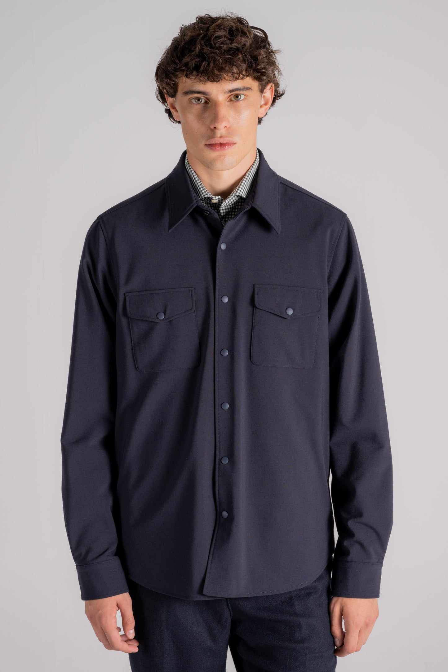 Aspesi Double Shirt In Blue Polyester/wool Blu Uomo - 1