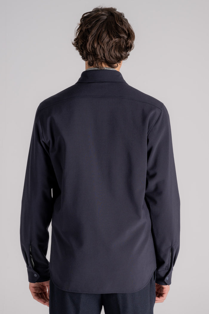 Aspesi Double Shirt In Blue Polyester/wool Blu Uomo - 6