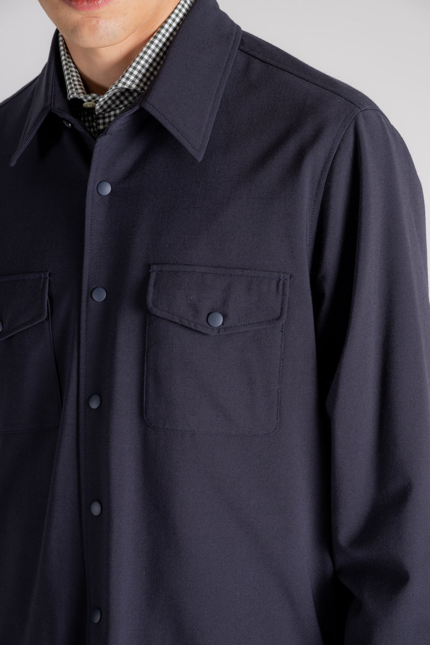 Aspesi Double Shirt In Blue Polyester/wool Blu Uomo - 7