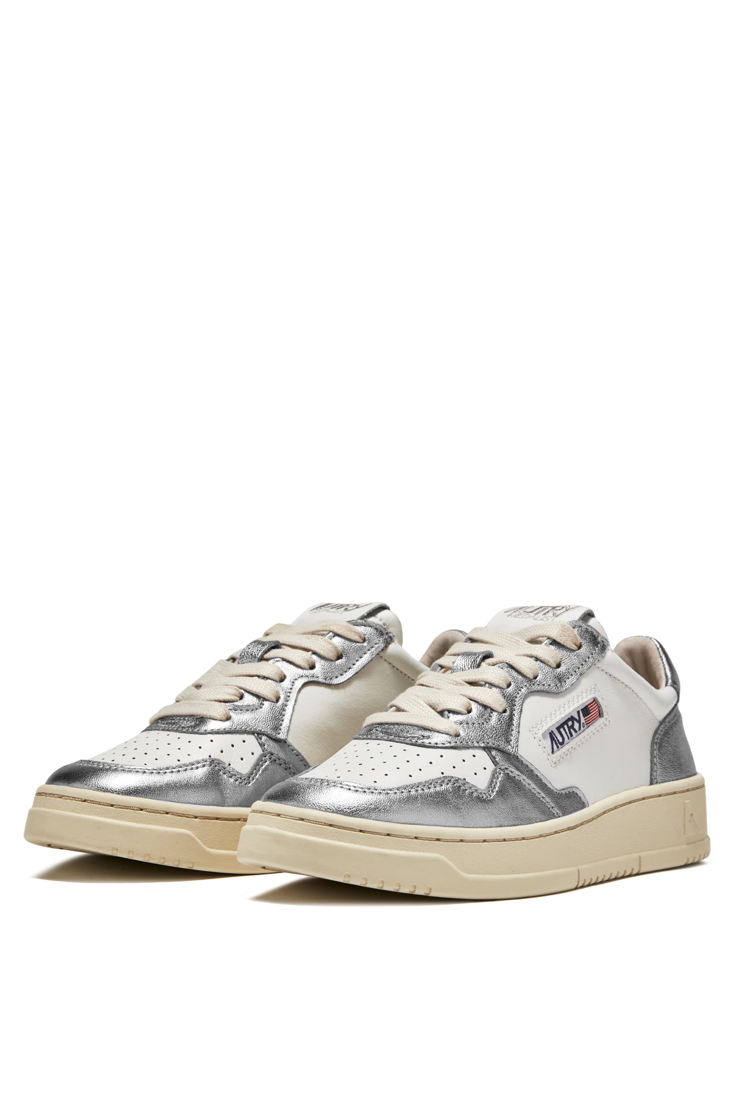 Autry Medalist Low Wom Leat Leat Argento Argento Donna - 2