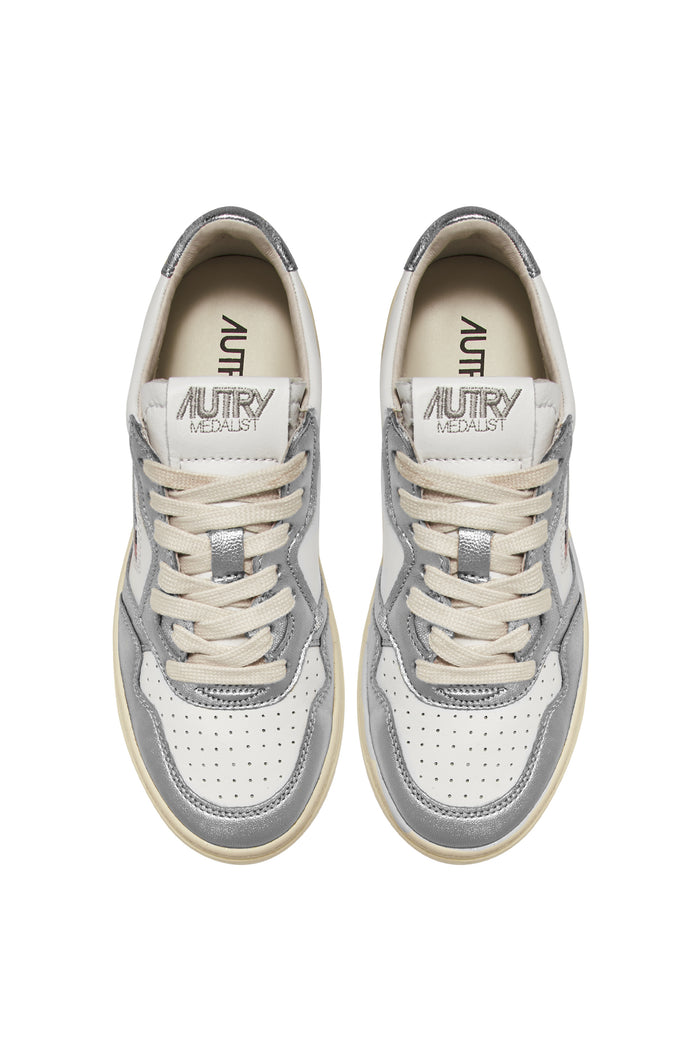 Autry Medalist Low Wom Leat Leat Argento Argento Donna - 5