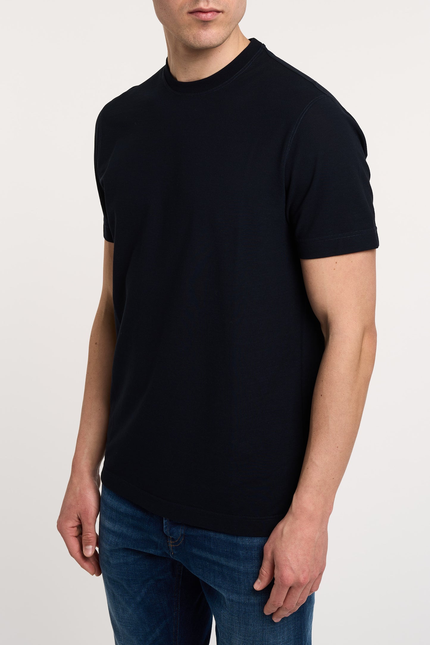  Zanone T-shirt 100% Co Blu Nero Uomo - 2