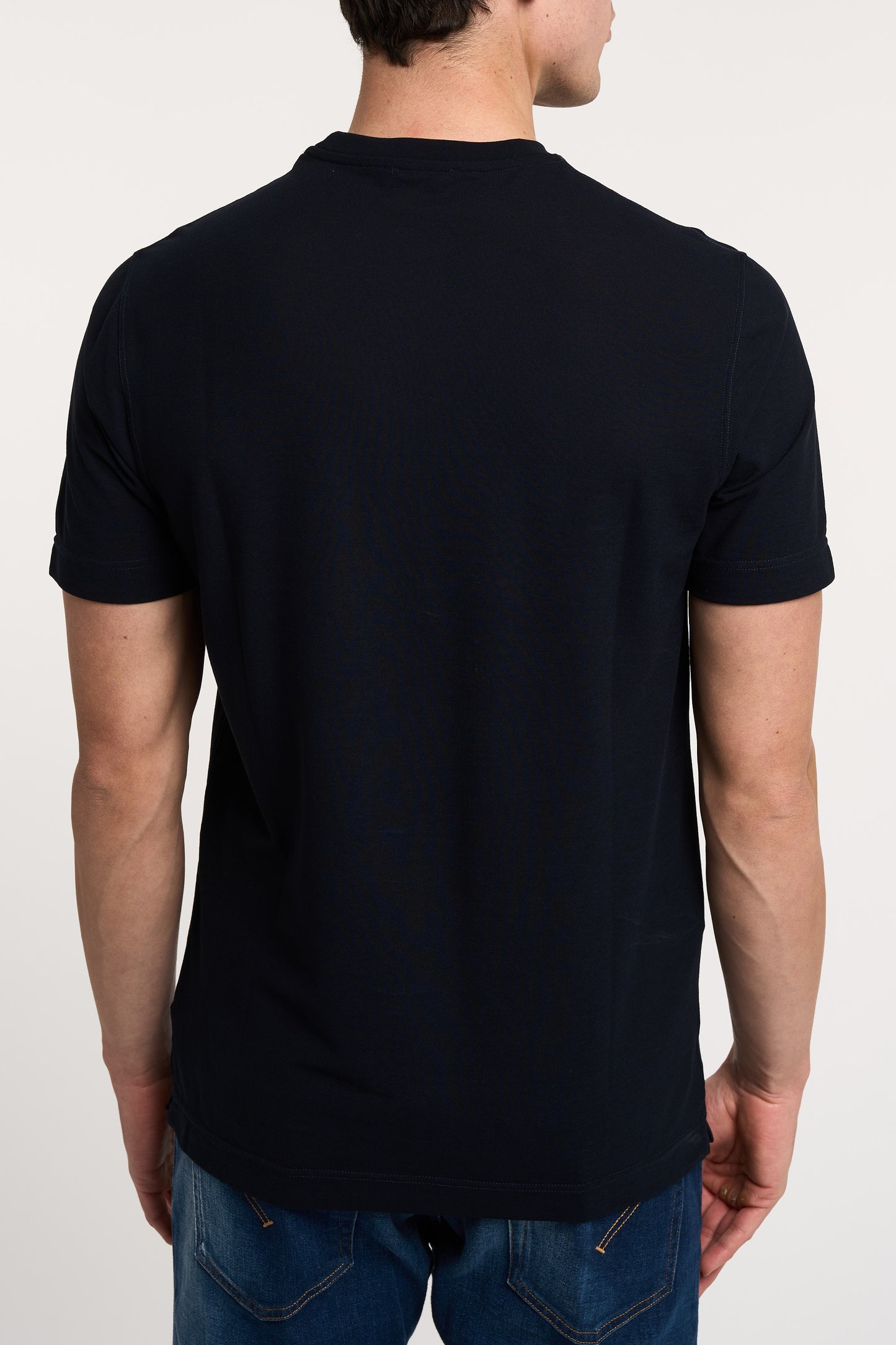  Zanone T-shirt 100% Co Blu Nero Uomo - 4