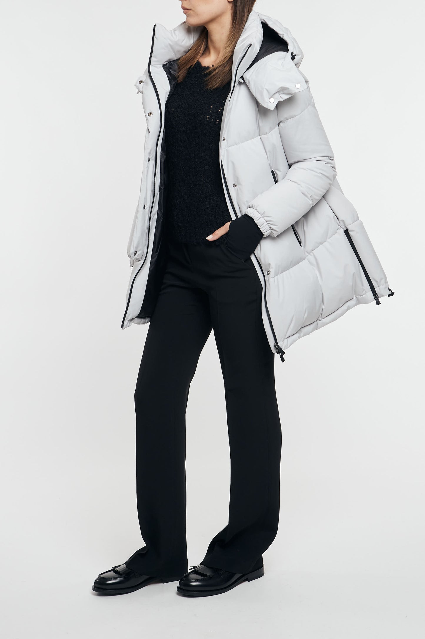 Herno Overcoat With Side Slits White Women Bianco Donna - 2