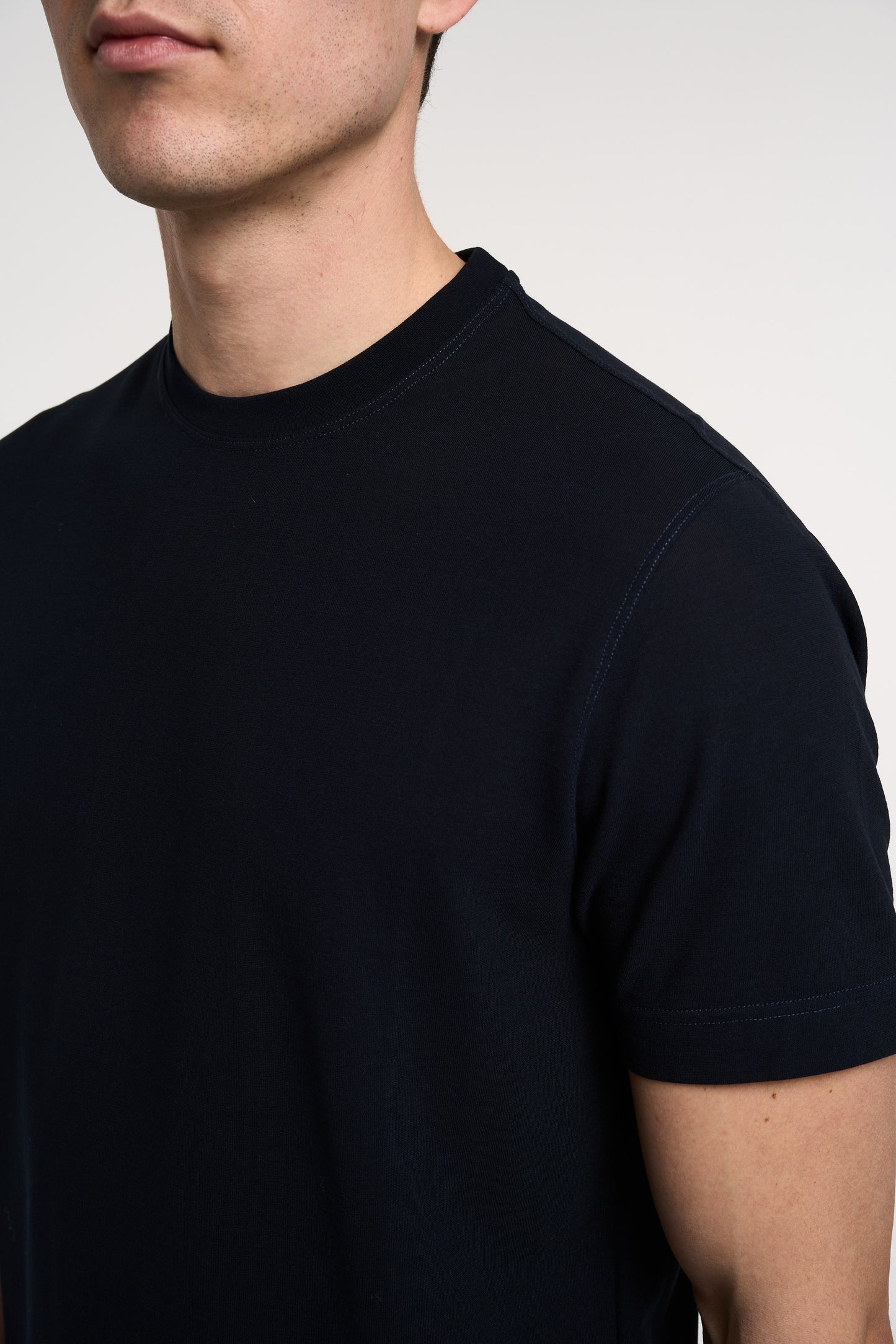  Zanone T-shirt 100% Co Blu Nero Uomo - 5