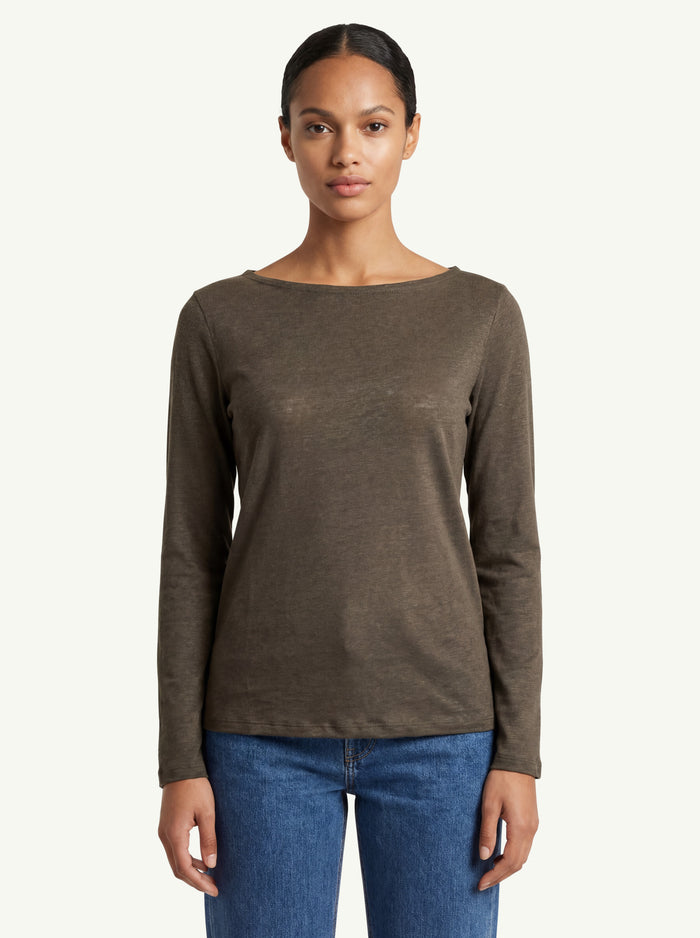 Boat Neck 3/4 Sleaves Blouse  Donna Purotatto