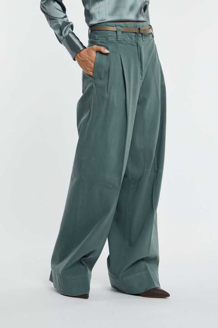  Peserico Pantalone Gabardina Di Cotone Verde Verde Donna - 3