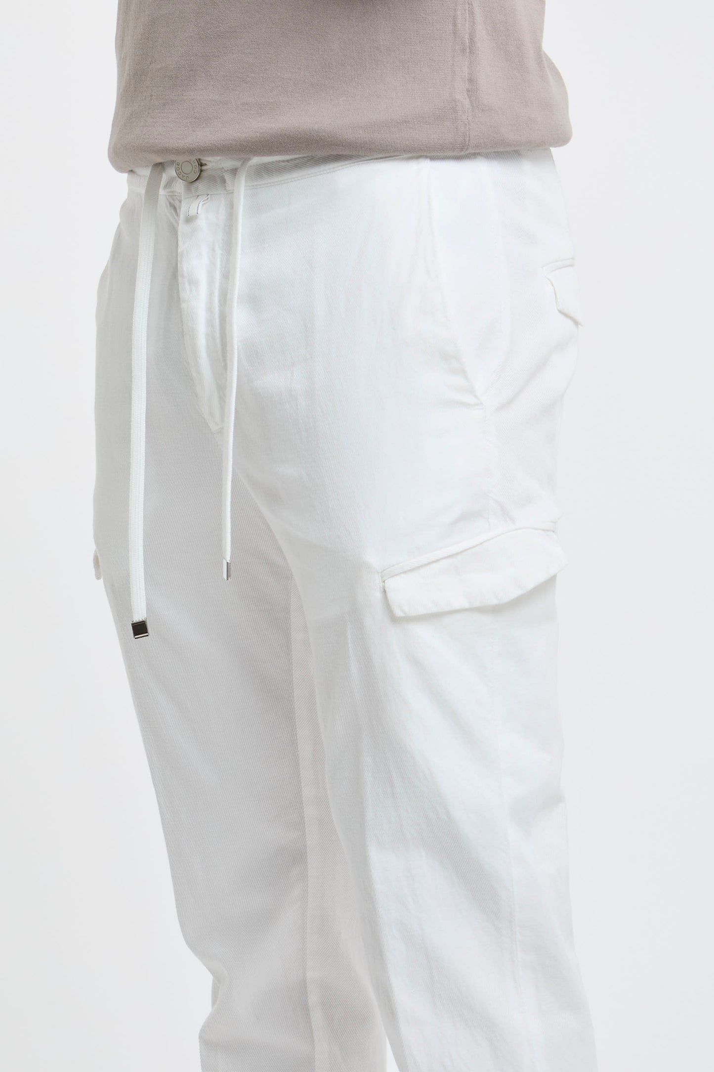  Jacob Cohen Chino Trousers In Cotton/linen/lycra Blue Bianco Uomo - 6