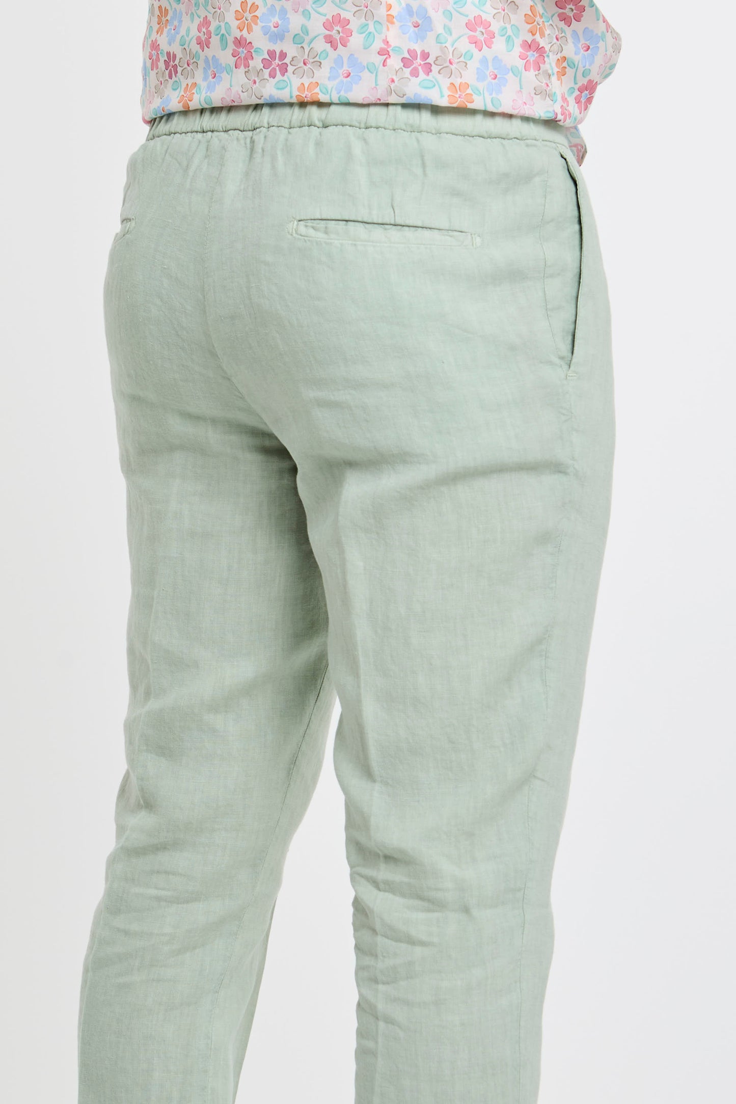  Devore Linen Trousers Green Verde Uomo - 6