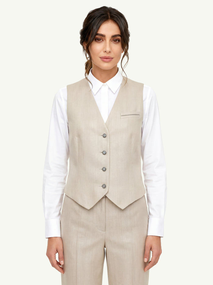  Peserico Gilet Resca Tinto In Filo Beige - 5