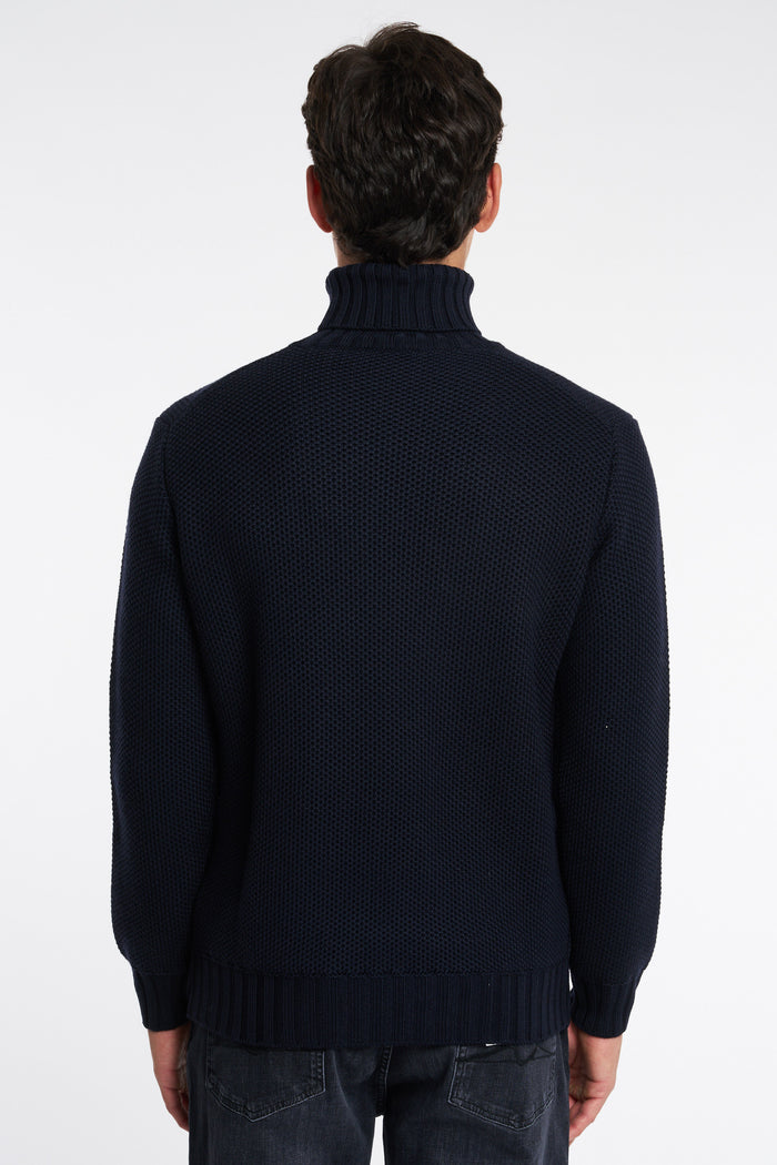  Filippo De Laurentiis Men's Blue Honeycomb Turtleneck Sweater Blu Uomo - 4
