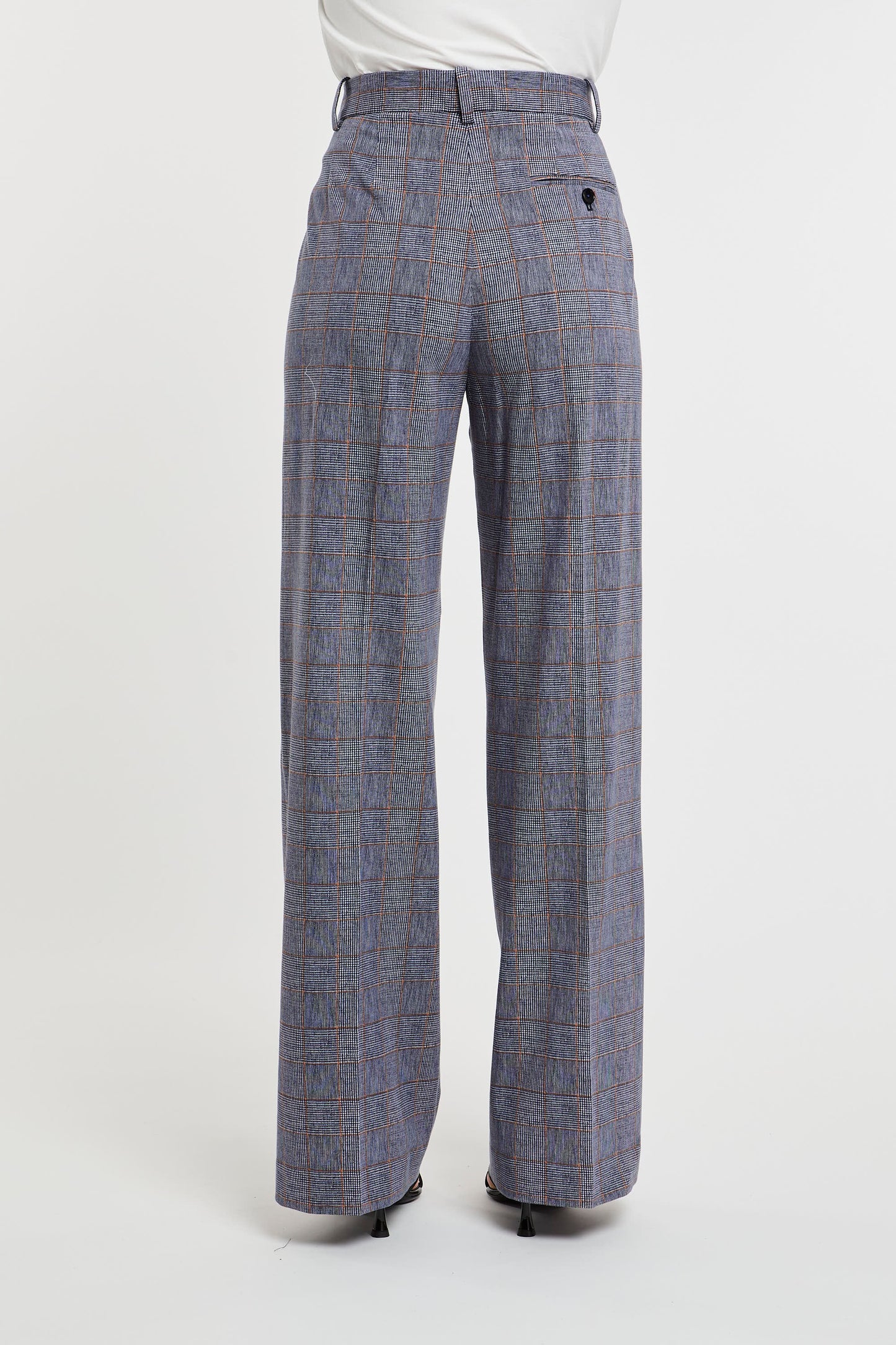  Circolo 1901 Prince Of Wales Blue Cotton Blend Trousers Blu Donna - 5
