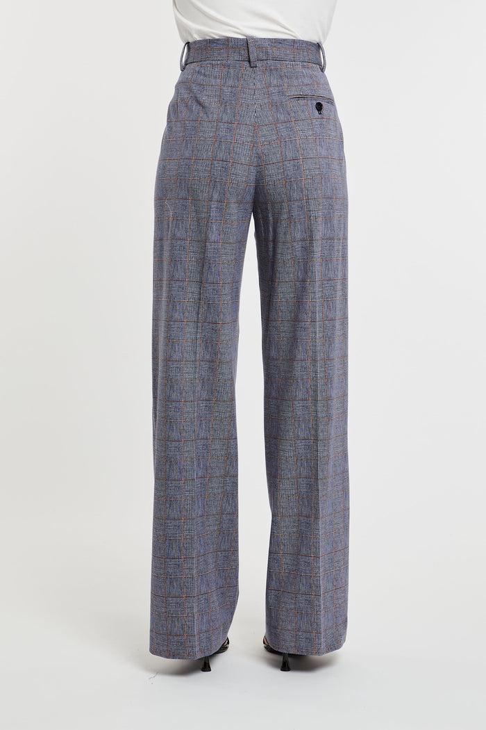  Circolo 1901 Prince Of Wales Blue Cotton Blend Trousers Blu Donna - 5
