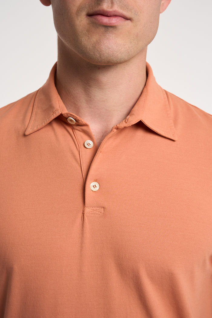  Fedeli Polo Alby Dry Jersey Cotton Multicolor Arancione Uomo - 5