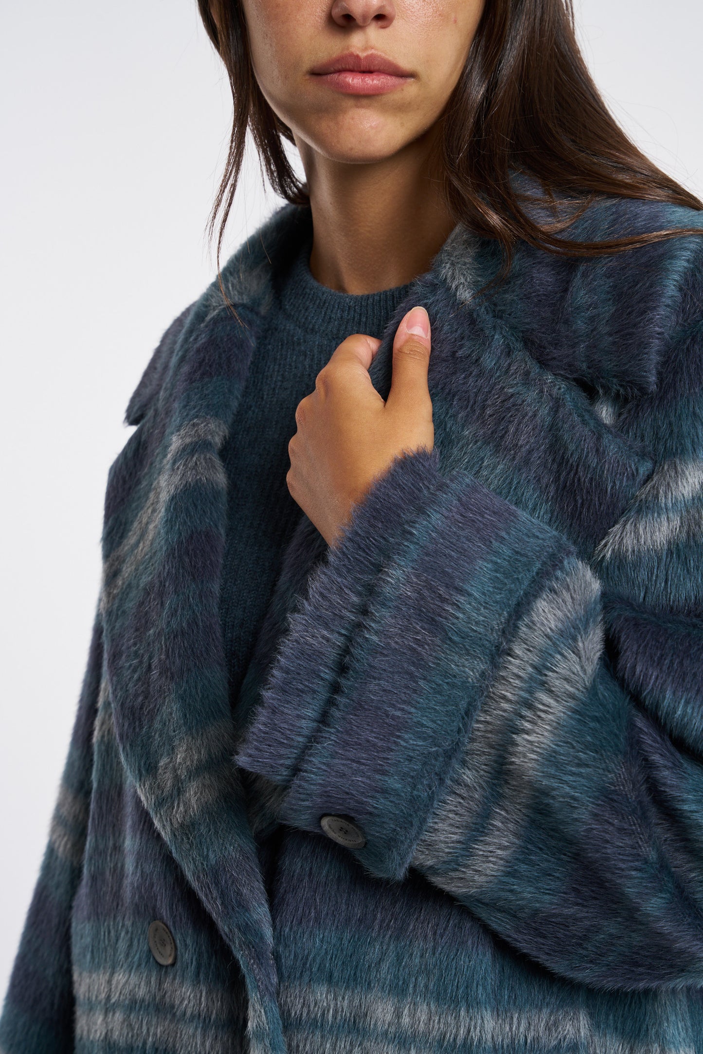  Fabiana Filippi Cappotto Grigio Blu Donna - 7