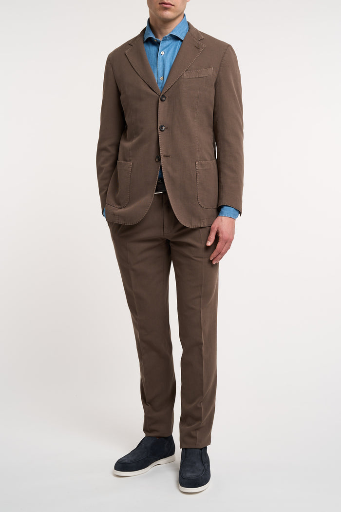  Santaniello Grey Suit In Cotton/linen Marrone Uomo - 1