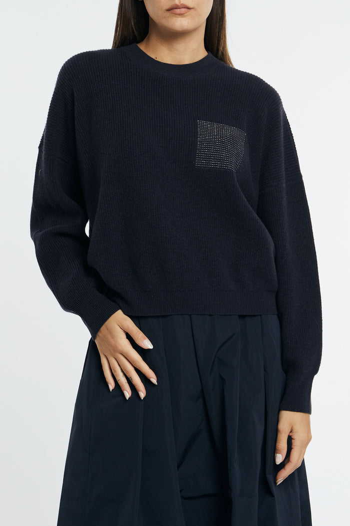  Peserico Maglia In Lana Seta E Cashmere Blu Blu Donna - 1