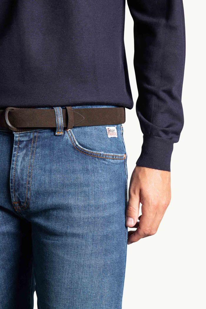 Orciani Cintura Nobuckle Suede In Camoscio E Tessuto Marrone Uomo-2