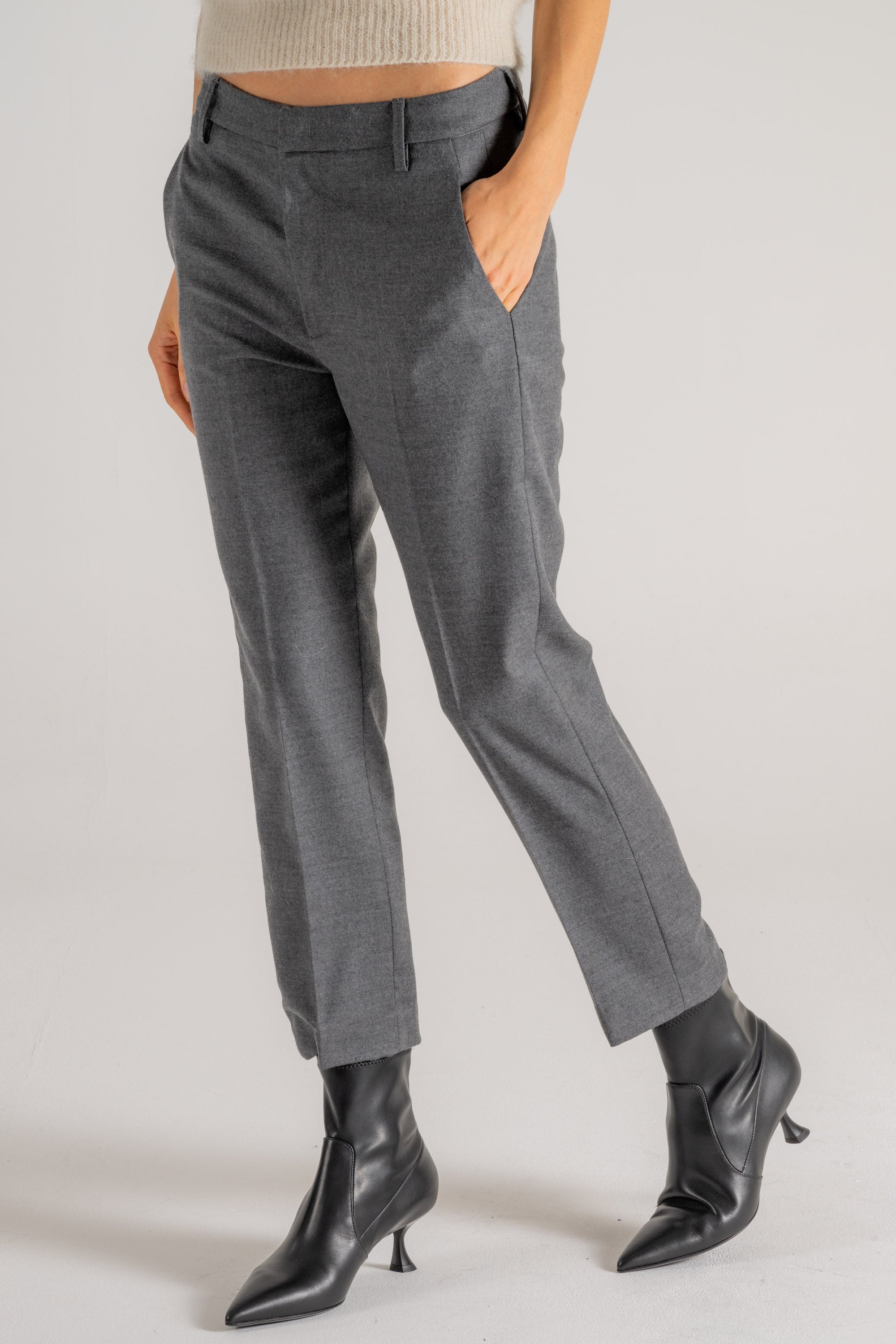 パンツ DONDUP NIMA ZIP (51182) DONDUP Nima Cropped Flannel Trousers | Grey | FARFETCH GE