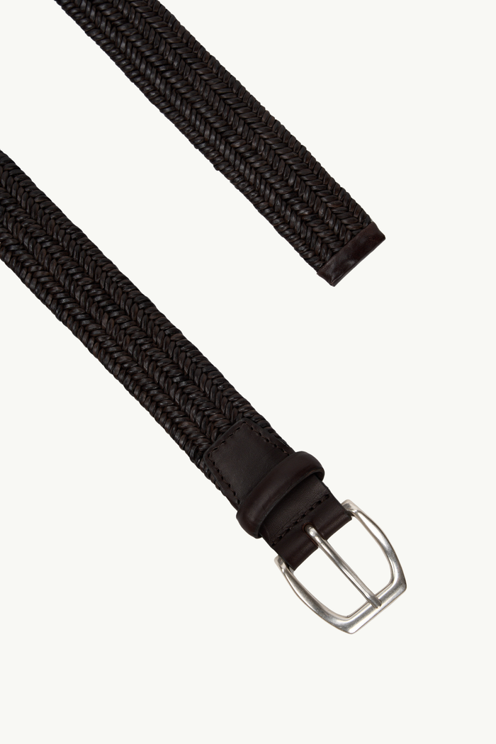 Orciani Cintura Intrecciata Wide in Pelle Marrone-2