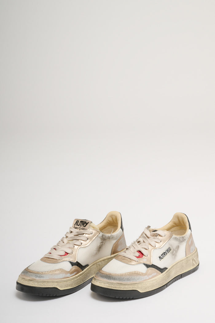 Autry Sneakers Super Vintage Bianco Oro e Nero-2