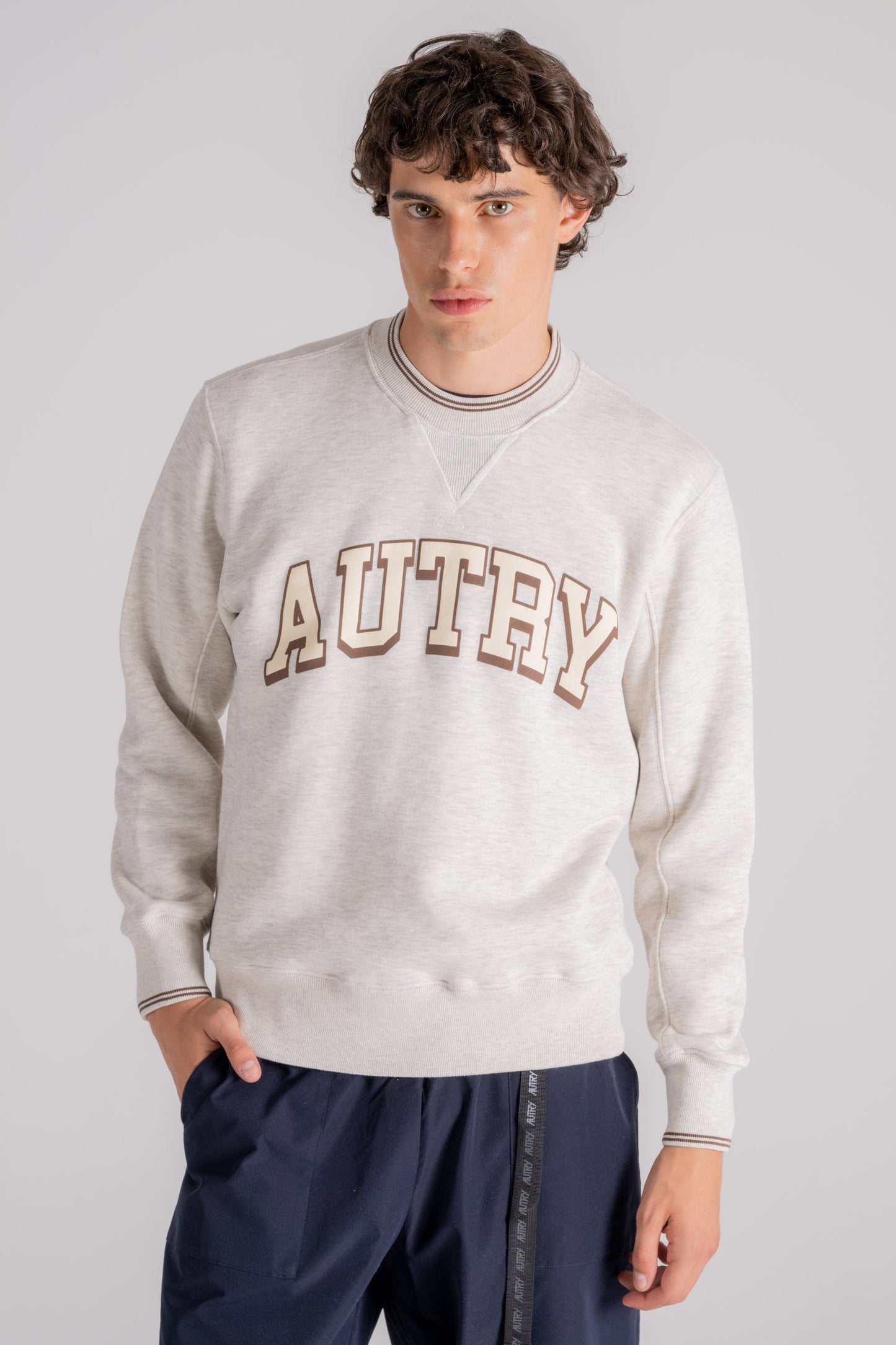  Autry Sweatshirt 90% Cotton 10% Polyester Grey Beige Uomo - 1