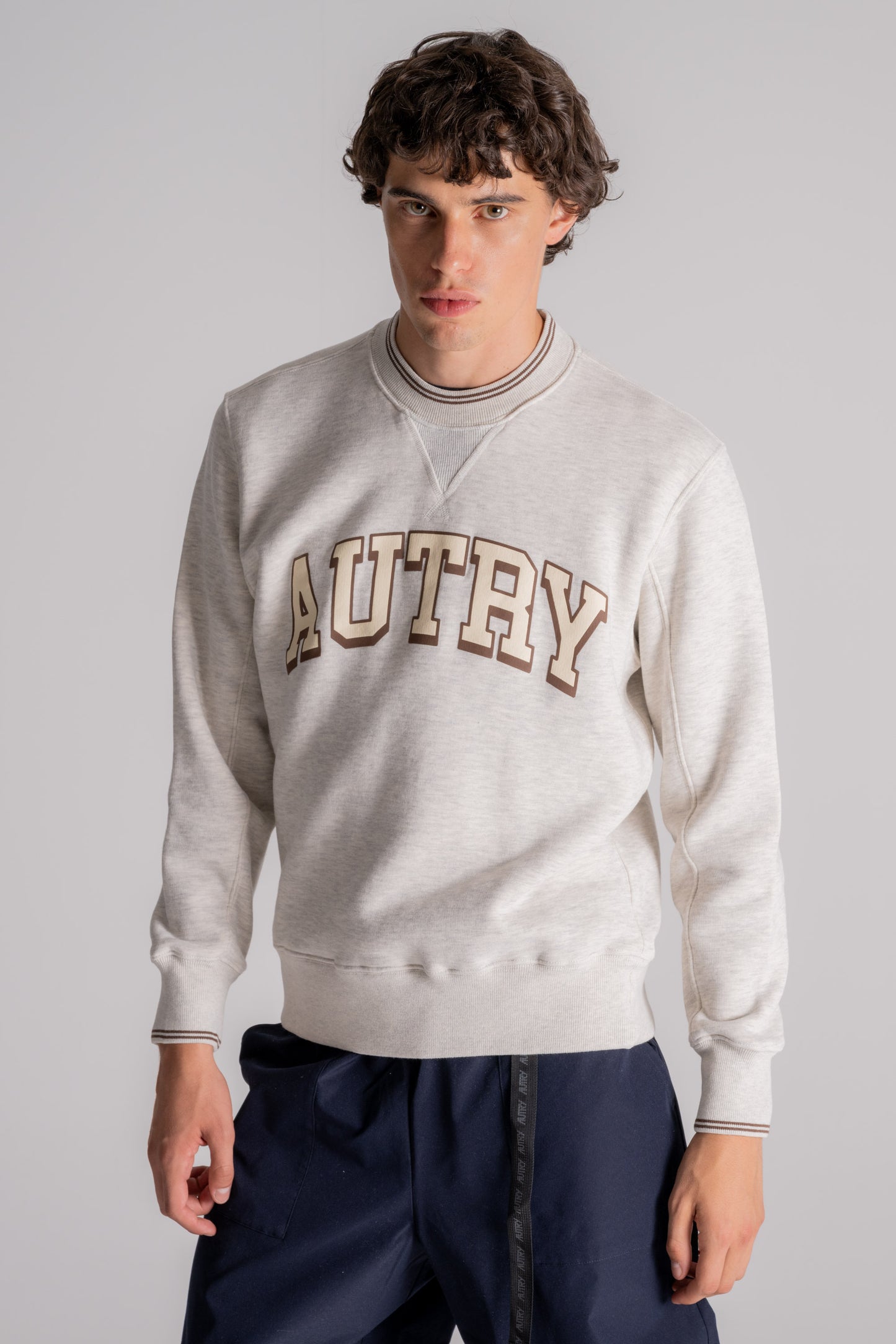  Autry Sweatshirt 90% Cotton 10% Polyester Grey Beige Uomo - 2