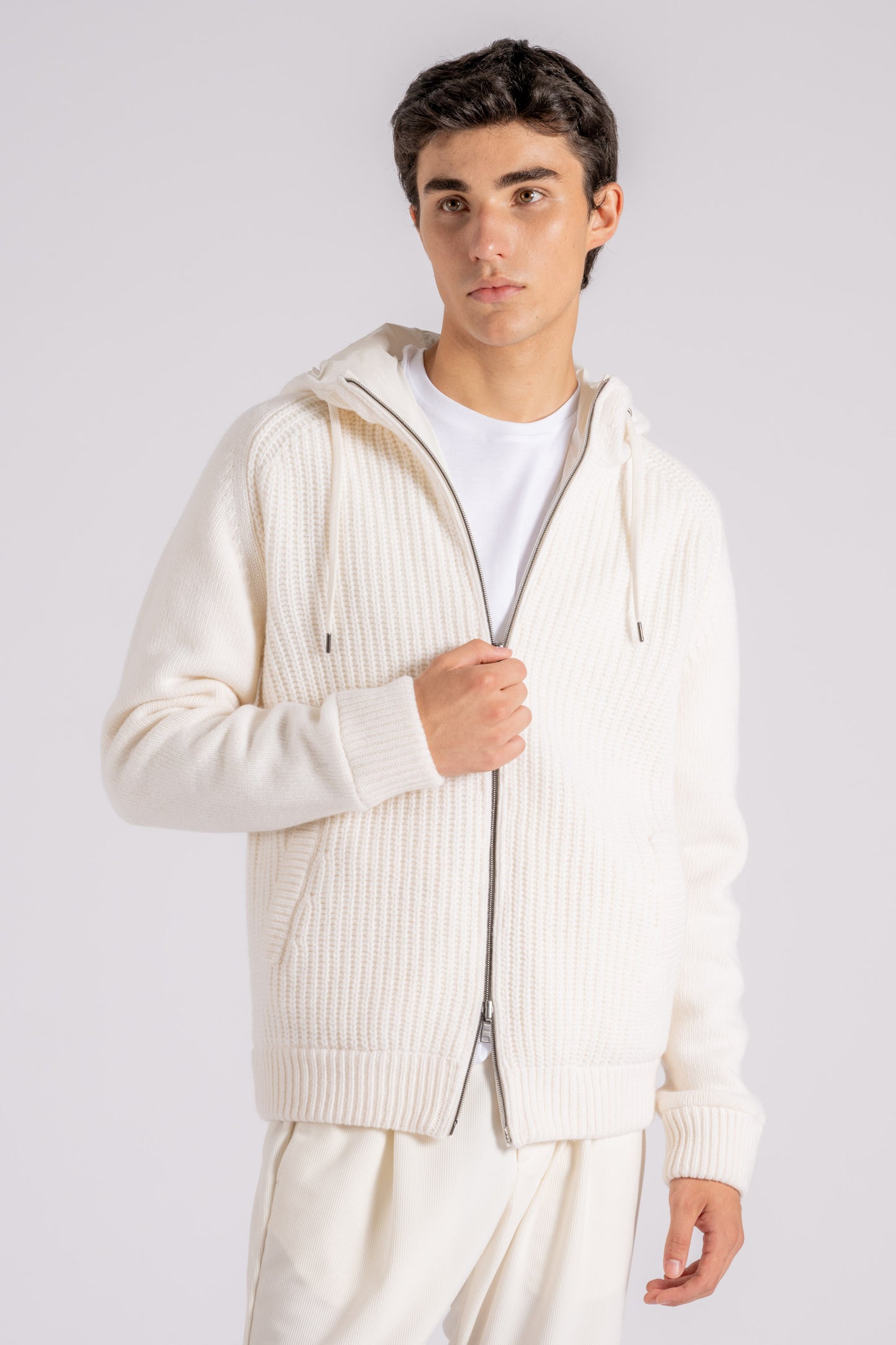  Herno Resort Jacket 100% Virgin Wool White Bianco Uomo - 2