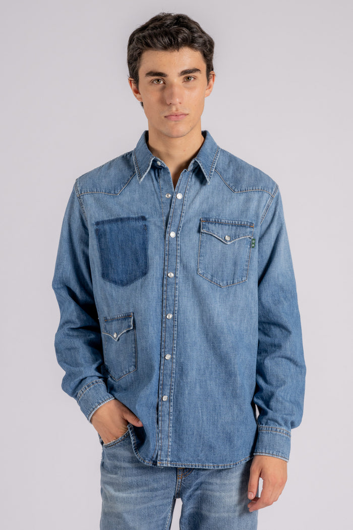 Department 5 Lamb Texana Cotton Blue Shirt