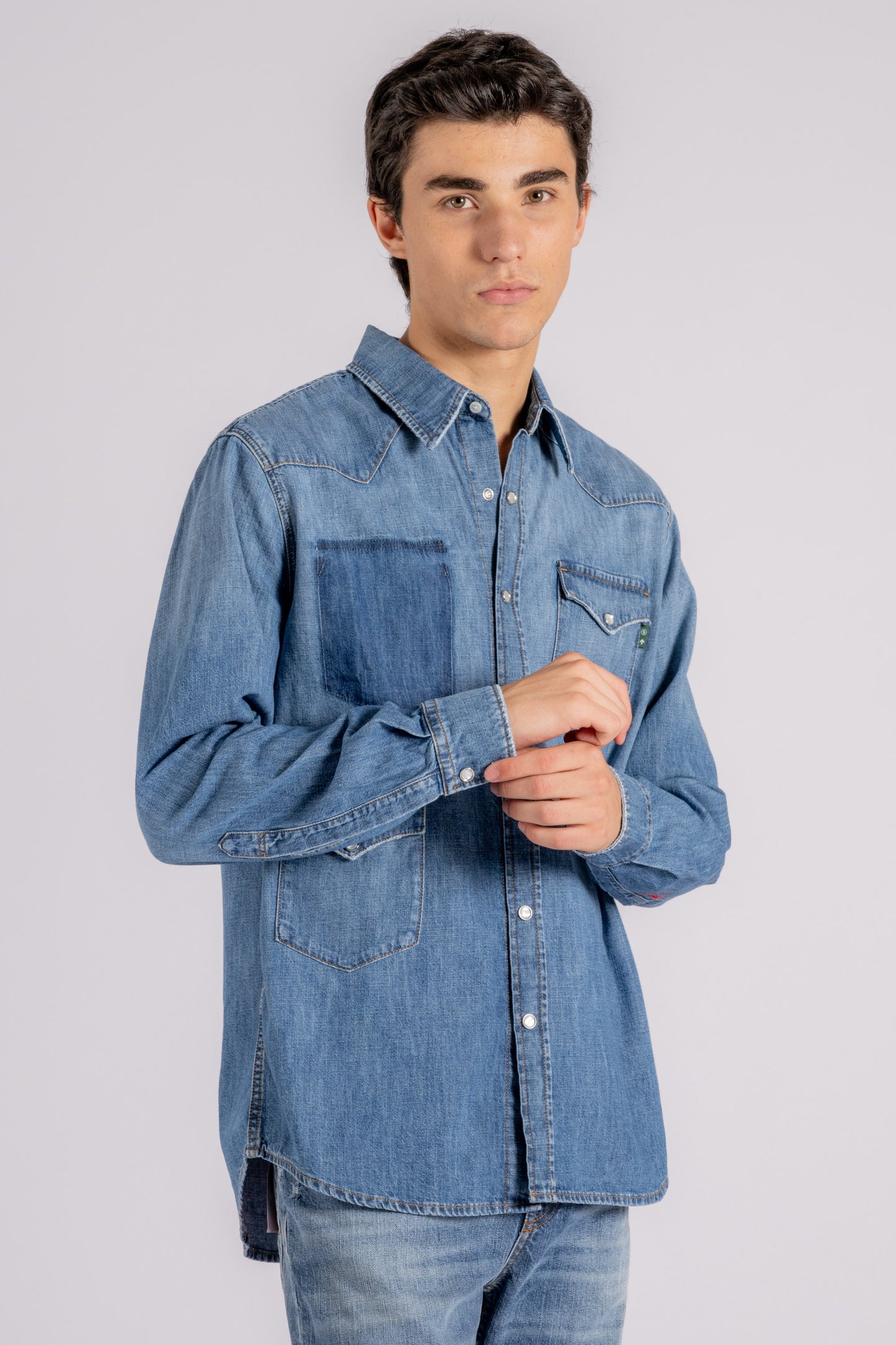  Department 5 Lamb Texana Cotton Blue Shirt Blu Uomo - 2