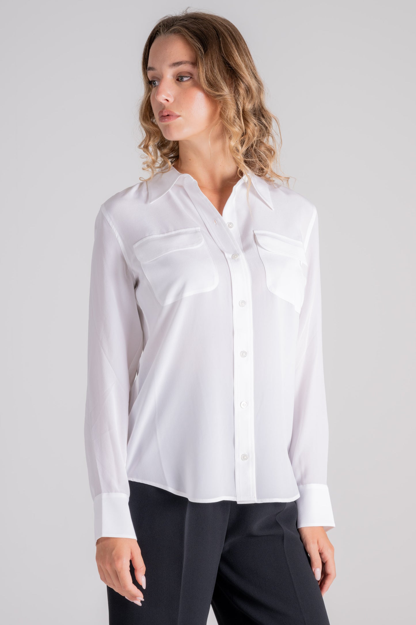  Equipment Femme White Shirt 100% Silk Bianco Donna - 1