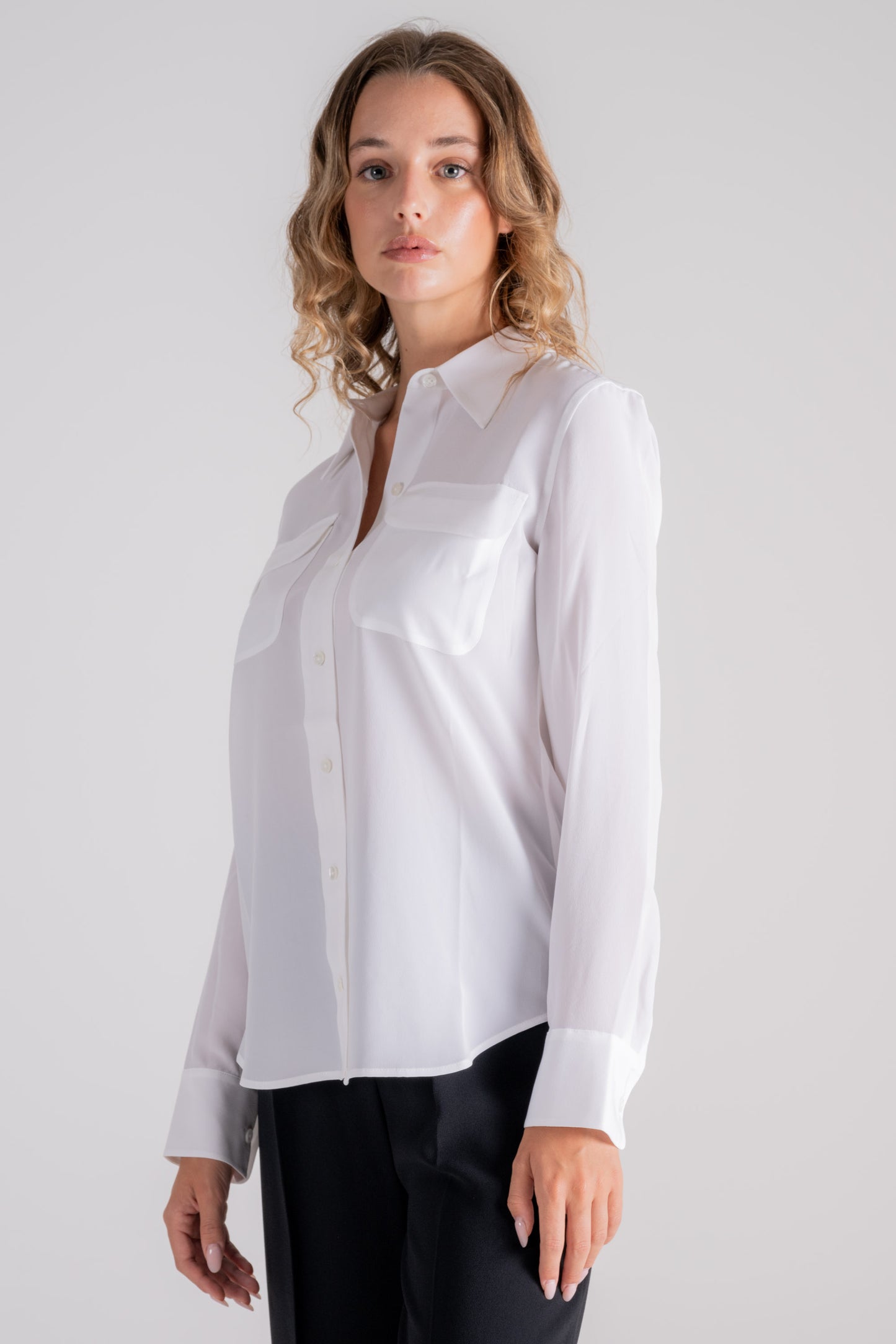  Equipment Femme White Shirt 100% Silk Bianco Donna - 2