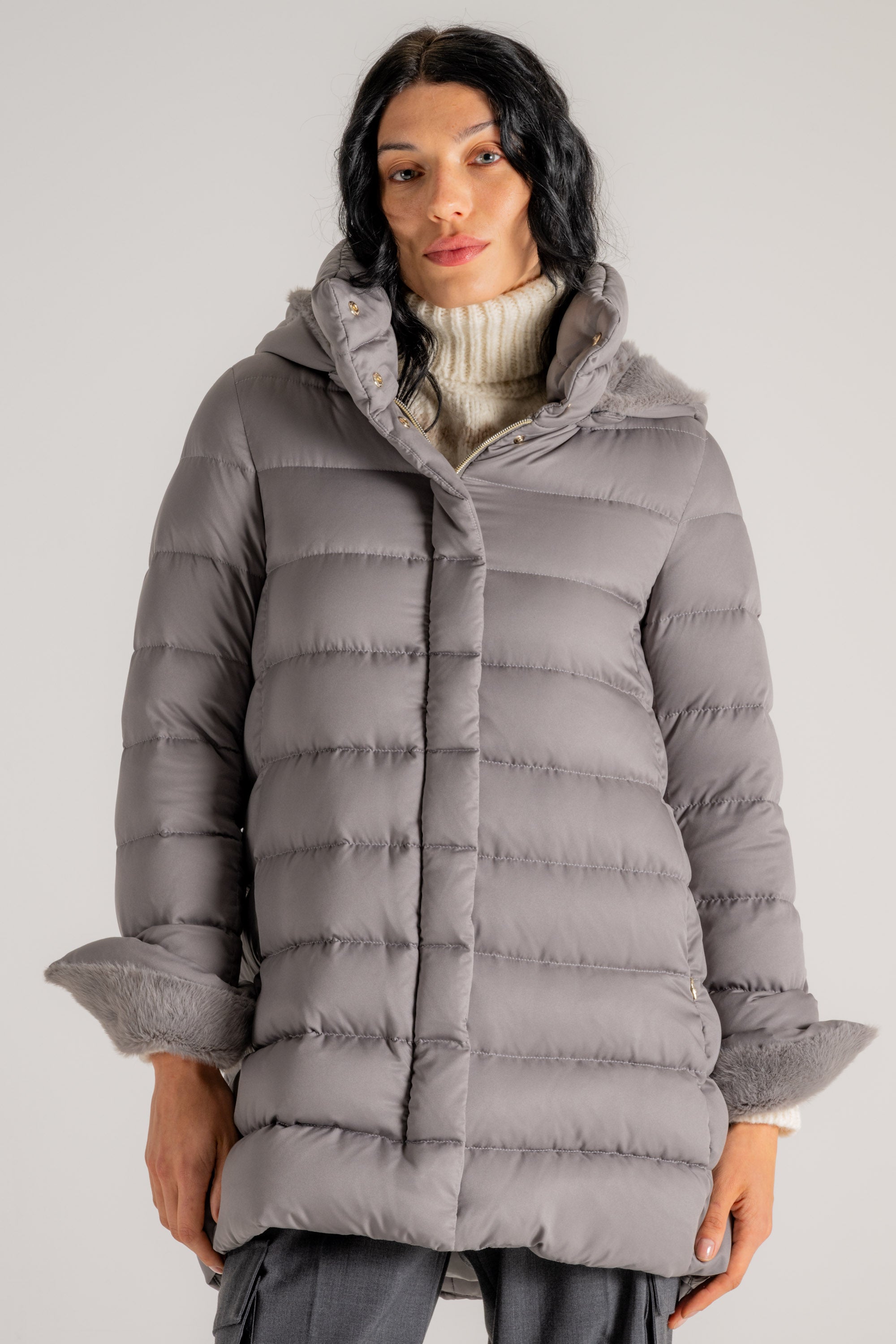Herno Piumino Con Cappuccio Grigio Donna Grigio 9406 » Modamica