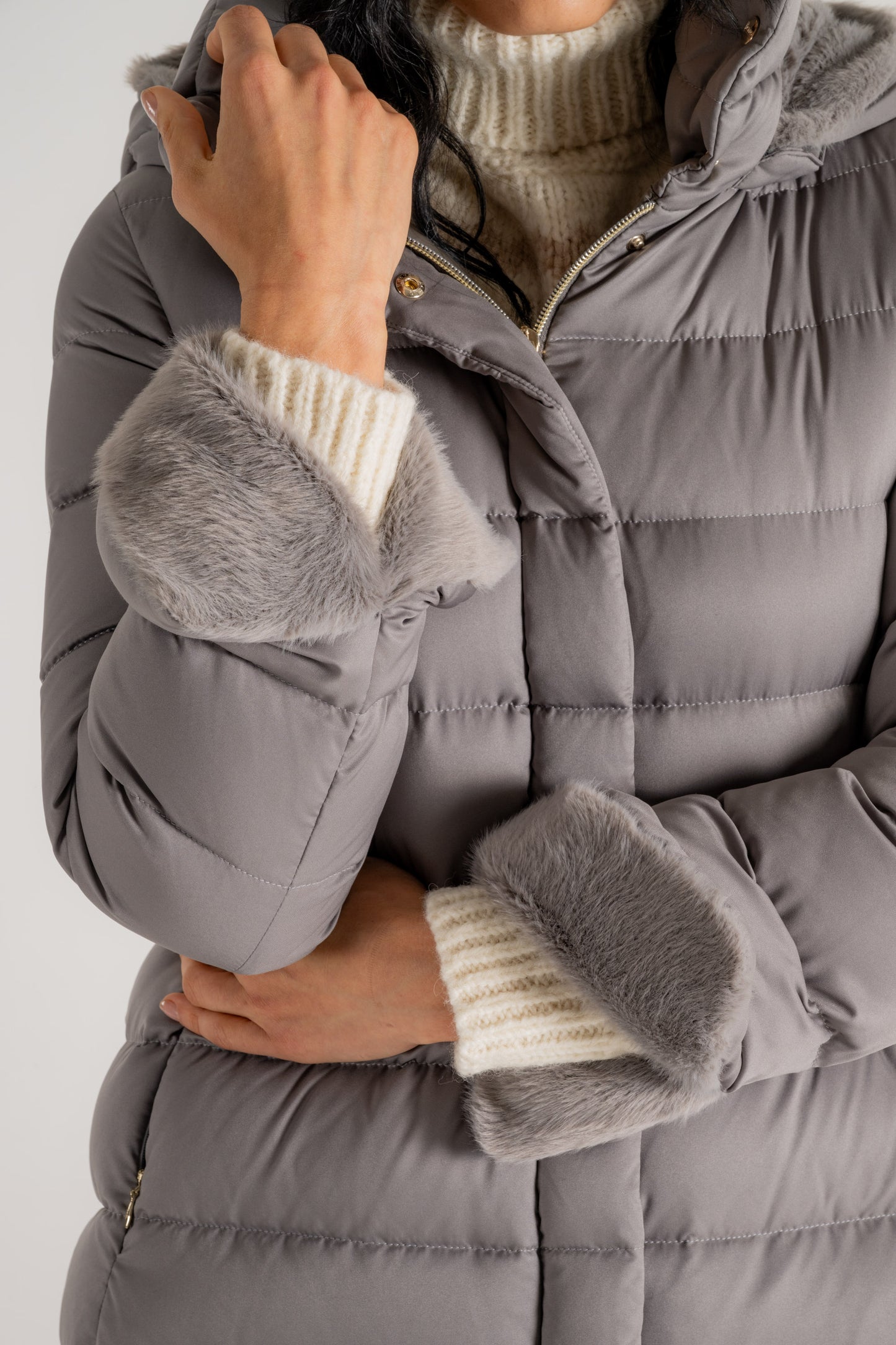 Herno Piumino Con Cappuccio Grigio Donna Grigio 9406