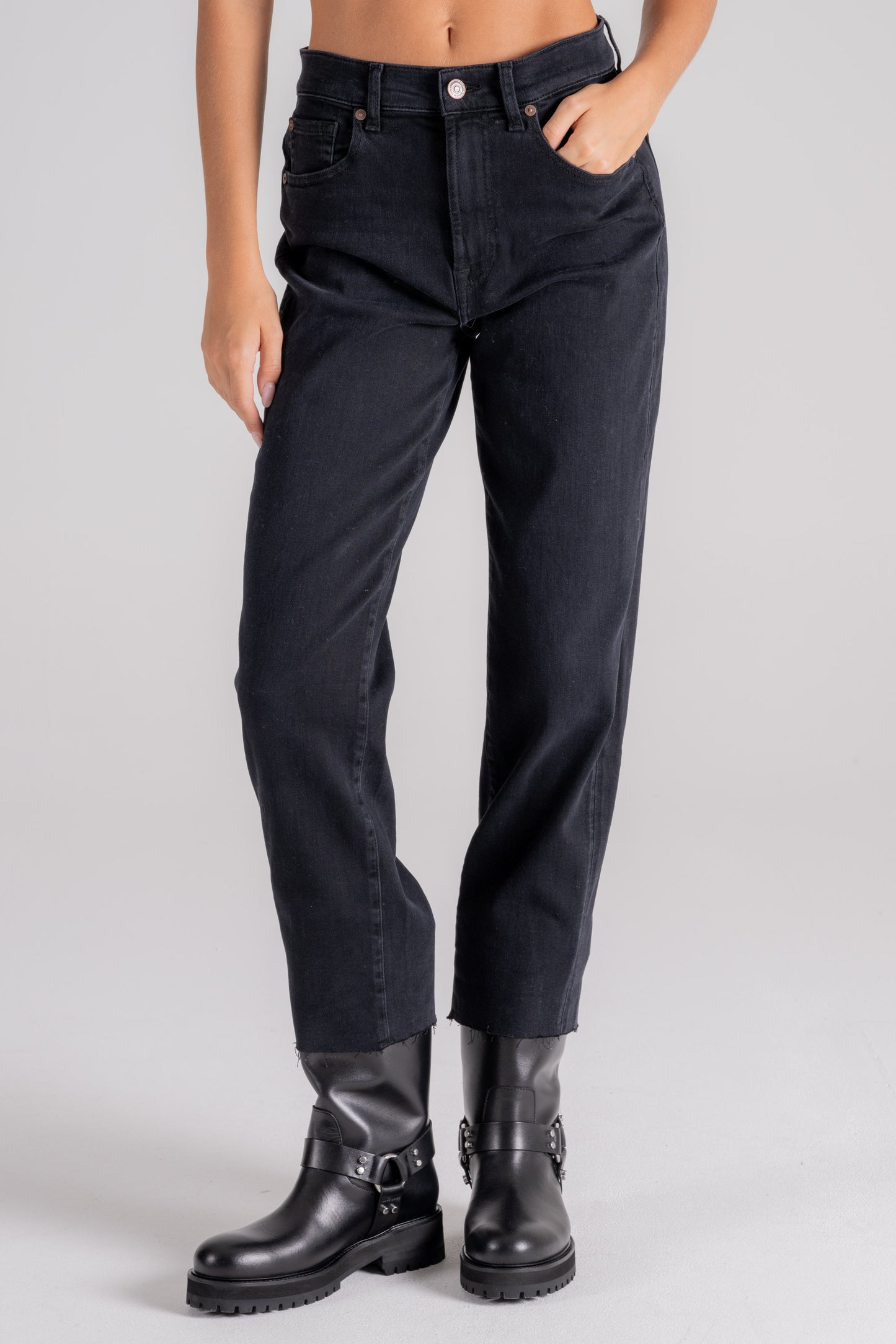  7 For All Mankind Jeans Modern Straight Envy With Raw Nero Nero Donna - 2