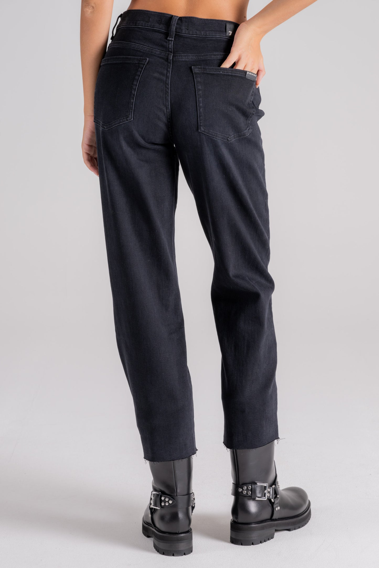  7 For All Mankind Jeans Modern Straight Envy With Raw Nero Nero Donna - 4