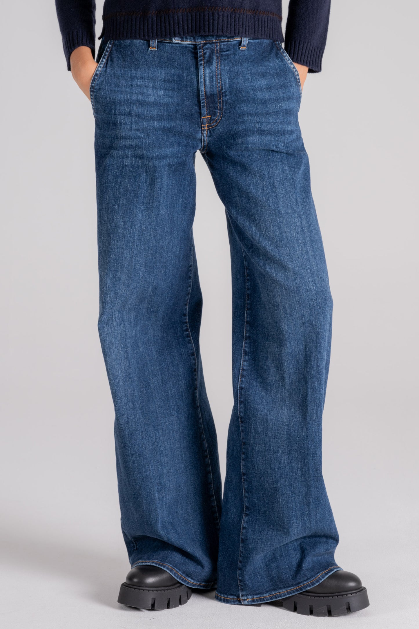  7 For All Mankind Jeans Tailored Lotta Rebel With Slash Blu Blu Donna - 1