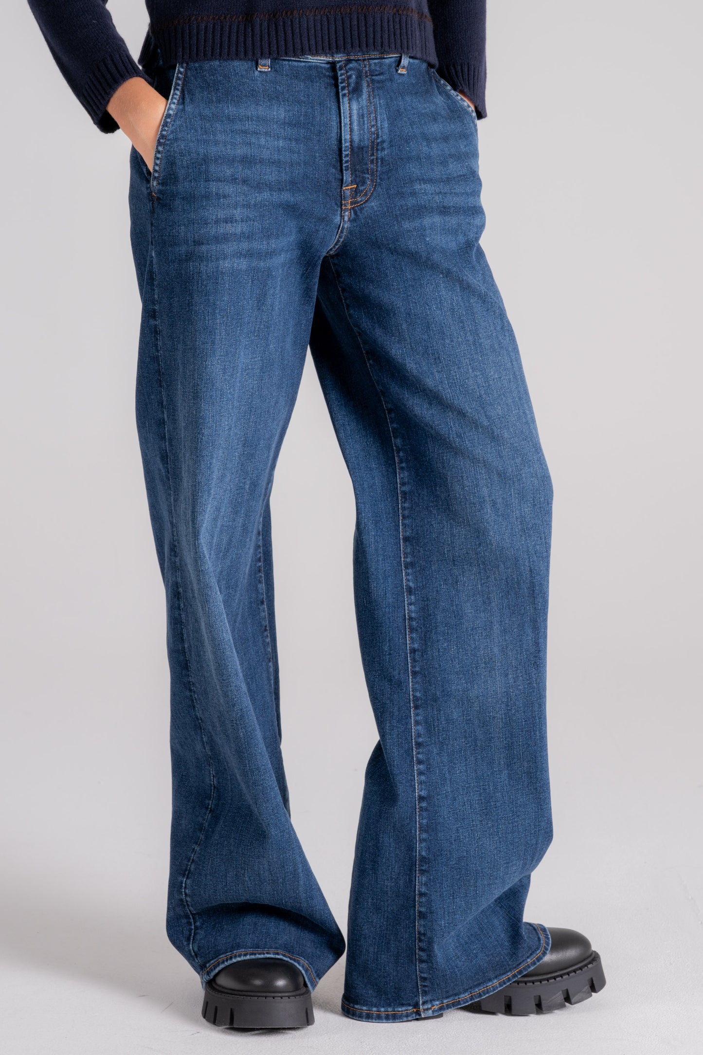  7 For All Mankind Jeans Tailored Lotta Rebel With Slash Blu Blu Donna - 4