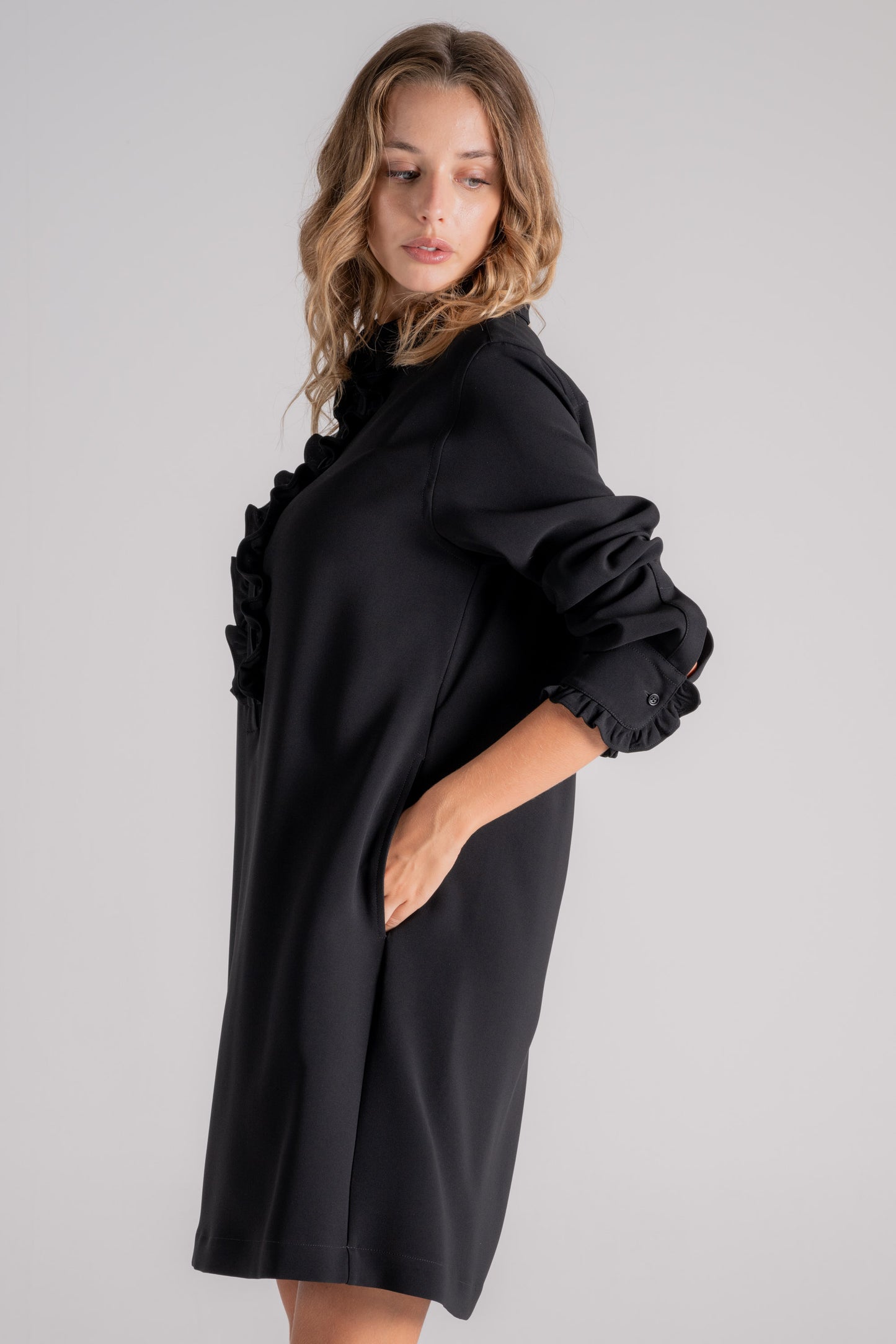  Aspesi Black Dress 70% Triacetate 30% Polyester Nero Donna - 7