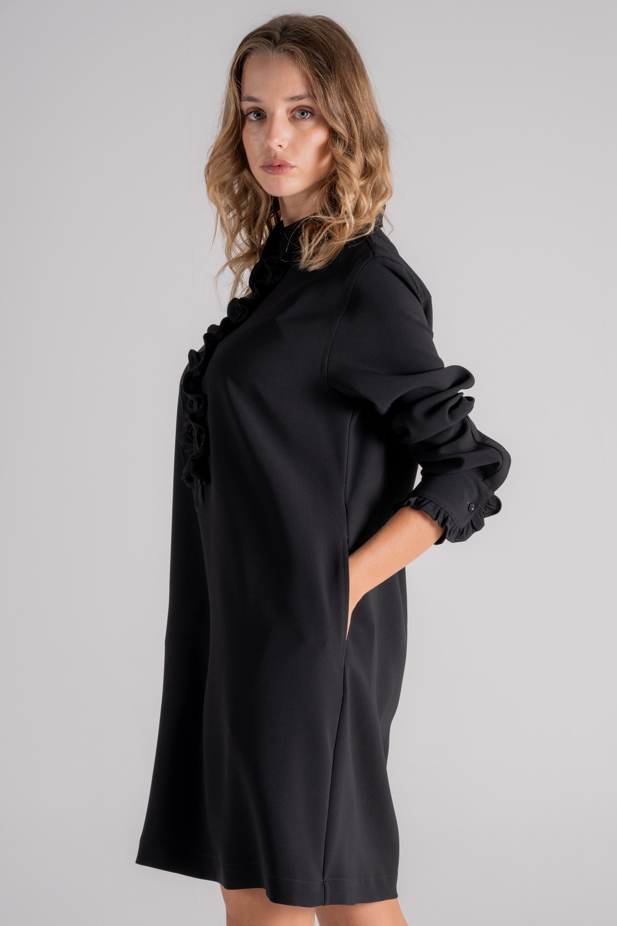 ワンピース ASPESI Woman Dress Black 2905D307 85241 Aspesi Black Dress 70% Triacetate 30% Polyester Nero Donna