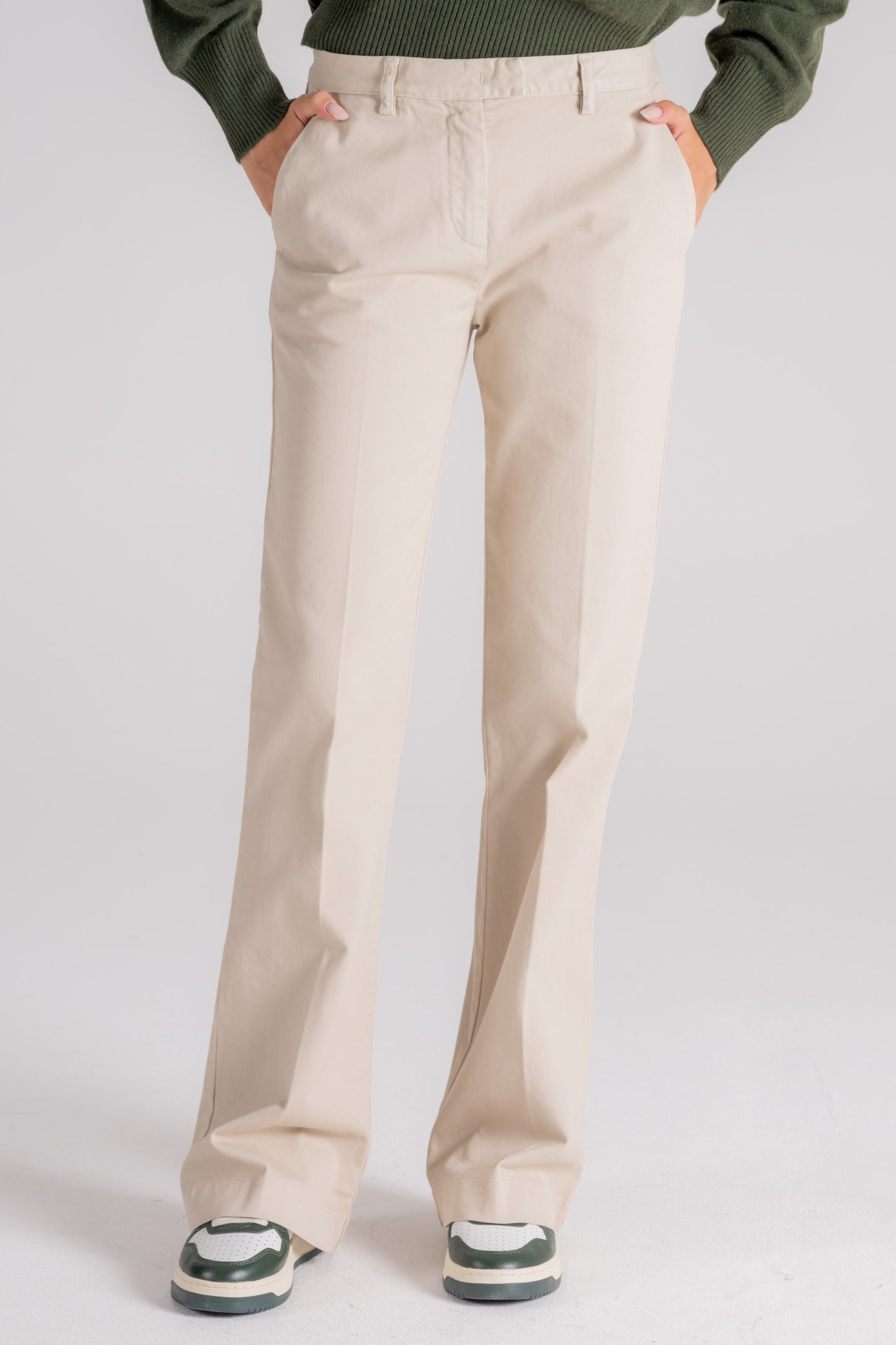  Aspesi Flared Cotton/elastane Trousers Multicolor Beige Donna - 2