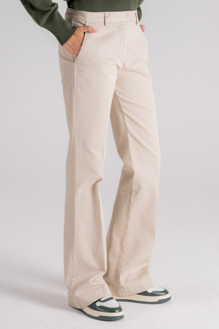  Aspesi Flared Cotton/elastane Trousers Multicolor Beige Donna - 3