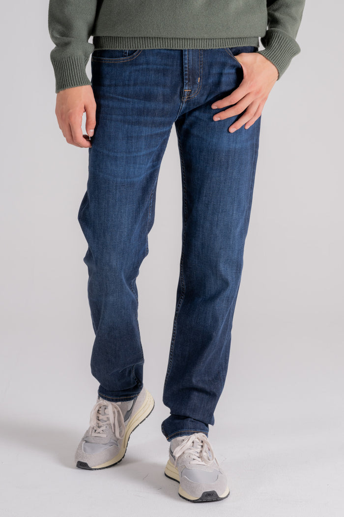 7 For All Mankind Slimmy Luxe Performance Cotton/Polyester/Elastane Blue Jeans