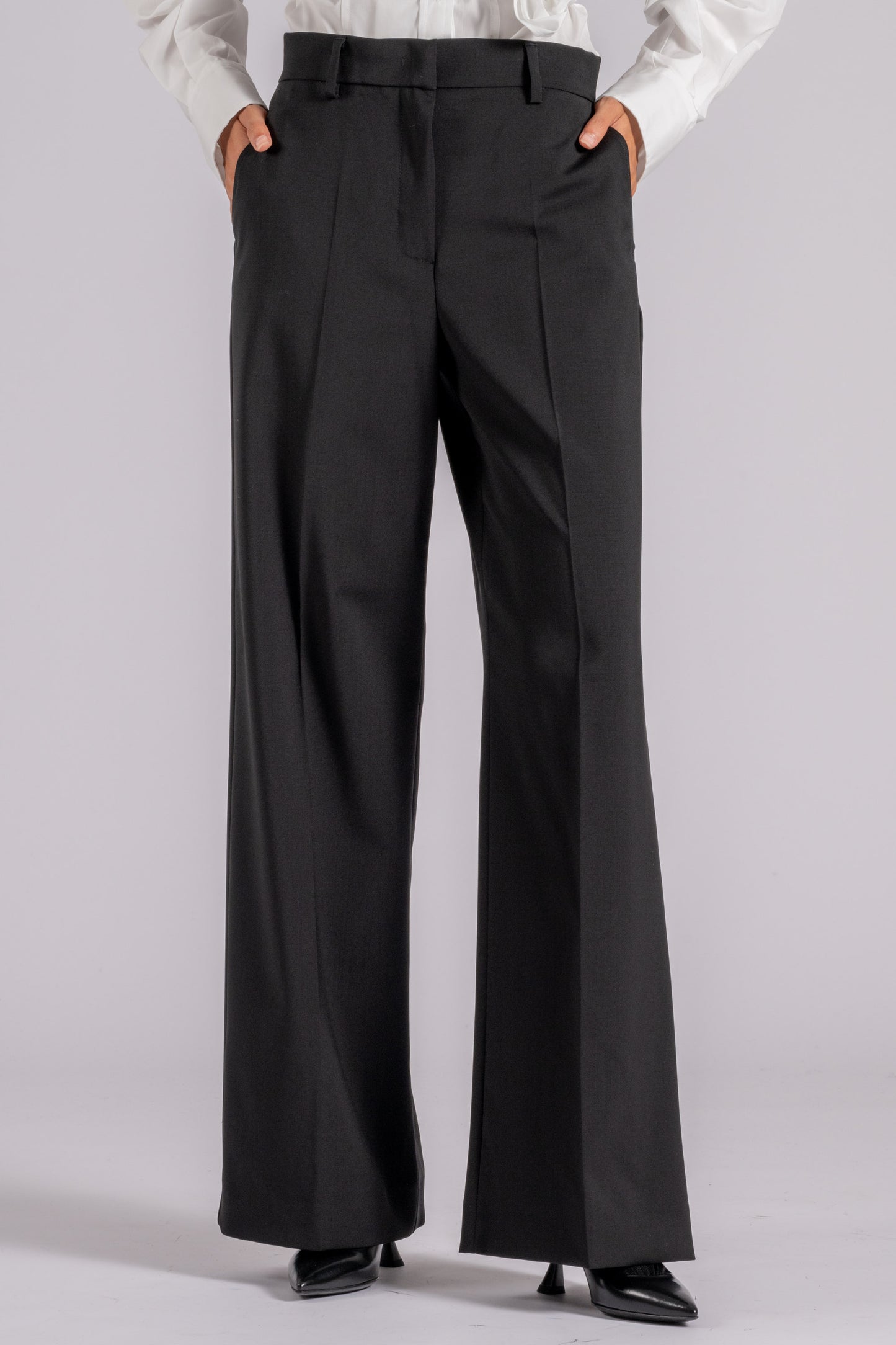  Max Mara Weekend Virgin Wool Black Trousers Nero Donna - 1