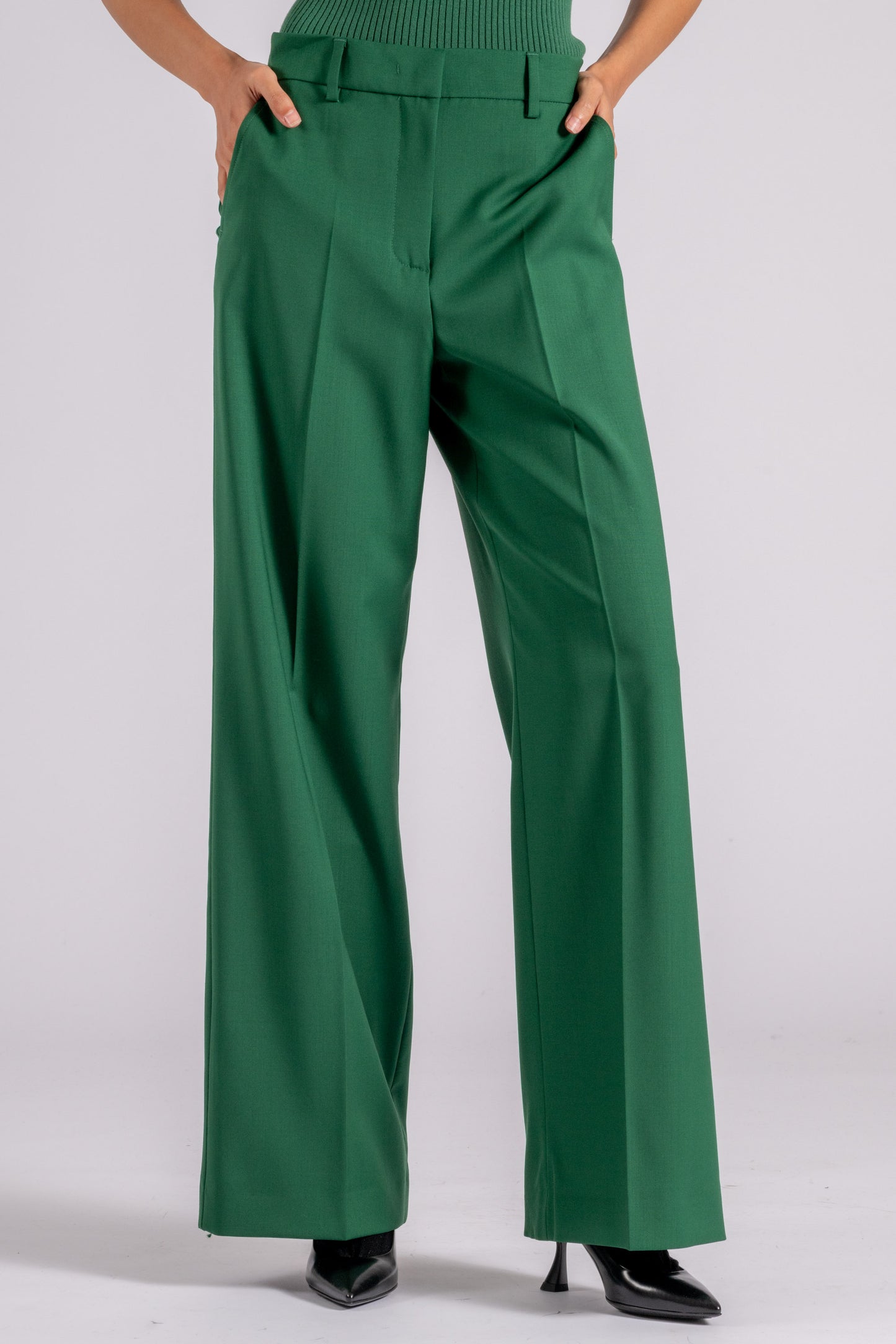  Max Mara Weekend Virgin Wool Green Trousers Verde Donna - 1