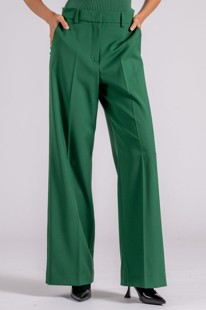 Max Mara Weekend Virgin Wool Green Trousers