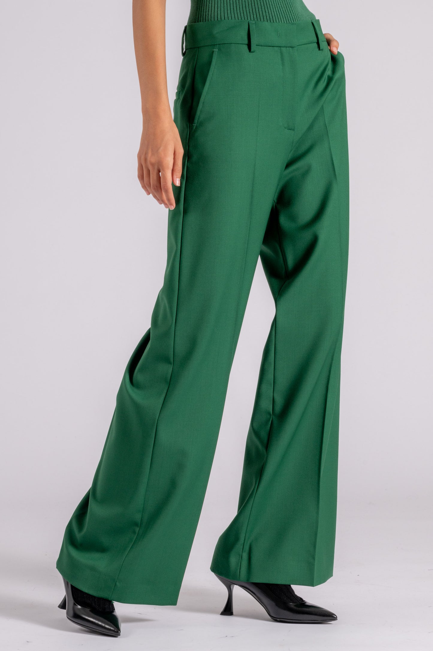  Max Mara Weekend Virgin Wool Green Trousers Verde Donna - 2