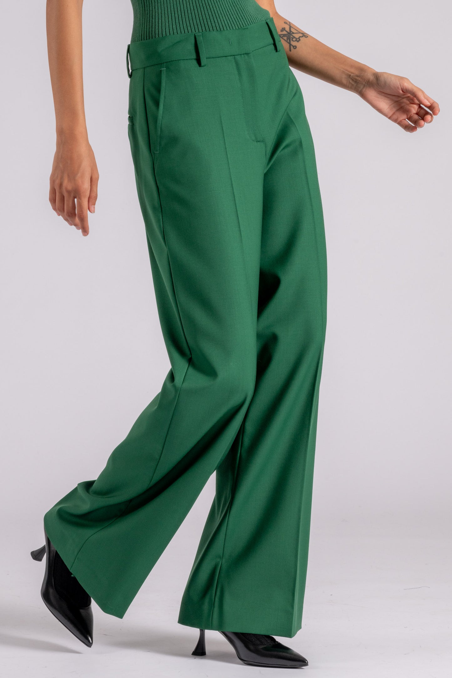  Max Mara Weekend Virgin Wool Green Trousers Verde Donna - 3