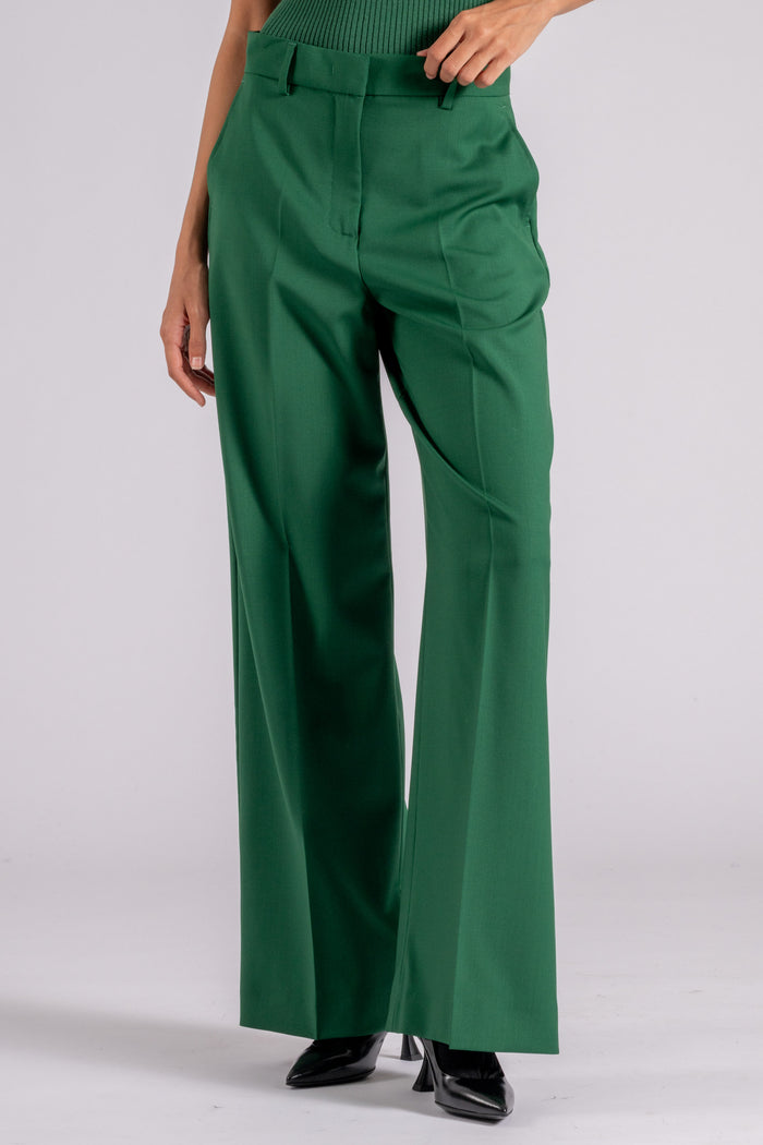  Max Mara Weekend Virgin Wool Green Trousers Verde Donna - 4