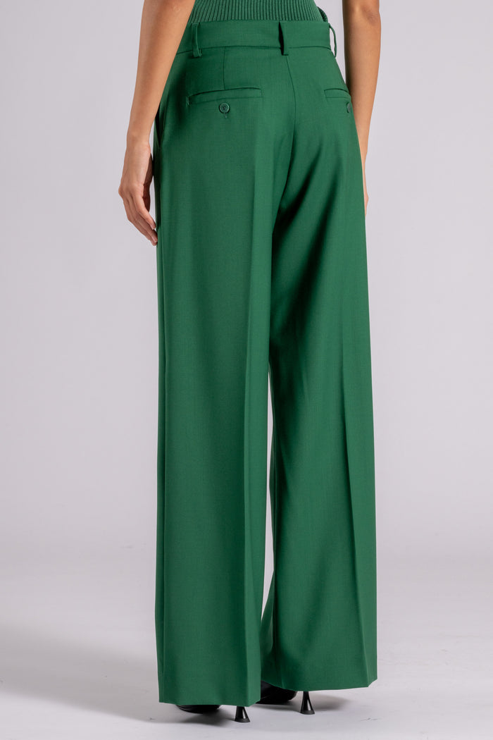  Max Mara Weekend Virgin Wool Green Trousers Verde Donna - 5